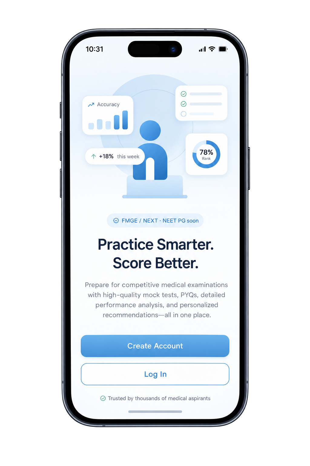 MyTestCart mobile app welcome screen